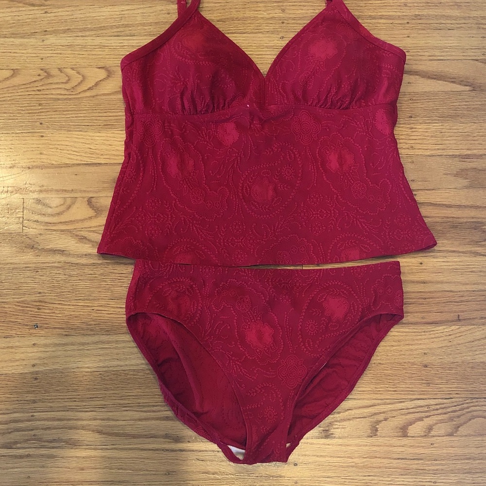 Red Women's Tankini Top Swim Bikini, size 16